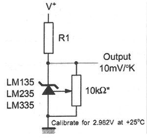 مدار الکتریکی آی سی های LM135, LM235 و LM335